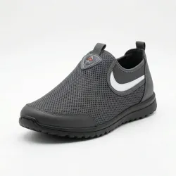 Сліпони чоловічі літні сірі з білою вставкою (сітка)