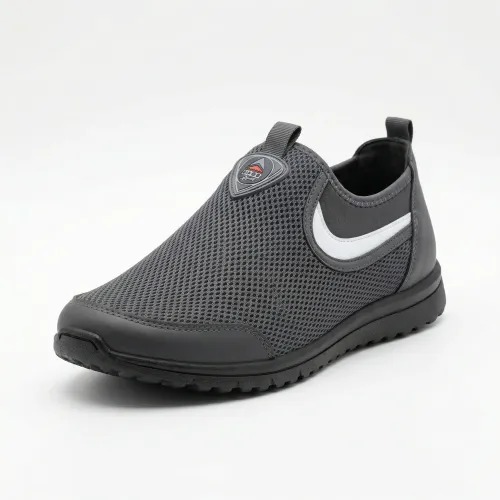 Сліпони чоловічі літні сірі з білою вставкою (сітка)