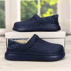 Галоши без задника сабо на меху женские Dago Style темно-синие