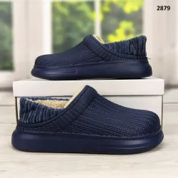 Галоши без задника сабо на меху женские Dago Style темно-синие