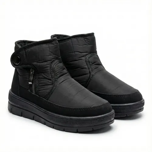 Черевики жіночі зимові дутики чорні короткі на хутрі, Теплі бурки на блискавці (розміри 37-42)