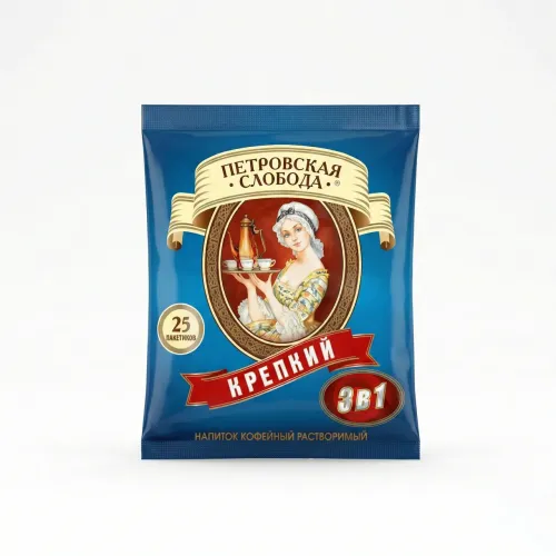 Кава 3в1 Петровська Слобода Міцний (25 стіків). Розчинний кавовий напій в пакетиках