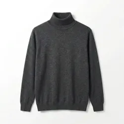 Мужской гольф-водолазка теплый, темно-серый (52-56). Базовый свитер под горло