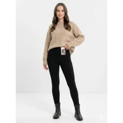 Зимові лосини в рубчик на хутрі (Бавовна + Вовна). Теплі безшовні легінси, Чорні