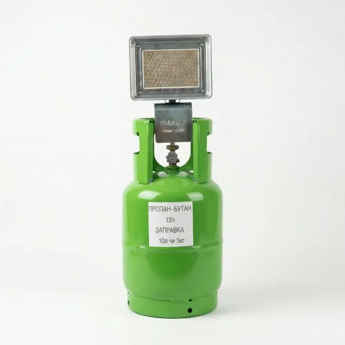 Газовий комплект: Балон 12 л + Обігрівач Nurgaz 309 (1.5 кВт). Туристичний набір для обігріву, Кераміка