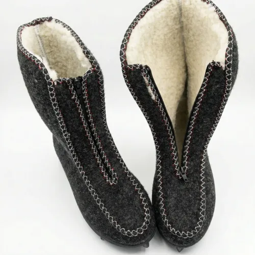 Бурки жіночі високі Даго Стиль (чорні) на блискавці з густим хутром