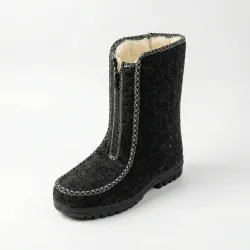 Бурки жіночі високі Даго Стиль (чорні) на змійці з хутряним утепленням