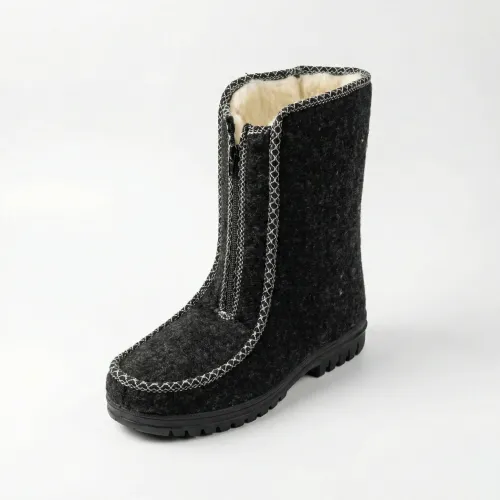 Бурки жіночі високі Даго Стиль (чорні) на змійці з хутряним утепленням