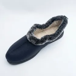 Бабуші жіночі бурки (чорні) низькі з хутряною опушкою та змійкою