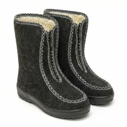 Бурки жіночі зимові Даго Стиль (темно-сірі) на блискавці з хутром