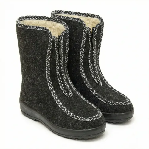 Бурки жіночі зимові Даго Стиль (темно-сірі) на блискавці з хутром