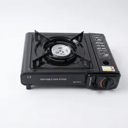Плита газова портативна в кейсі з перехідником під балон (BDZ-155-A) — Чорна