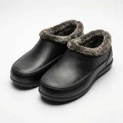 Чоловічі зимові низькі калоші ЕВА (капці) на хутрі чорні р. 40-45