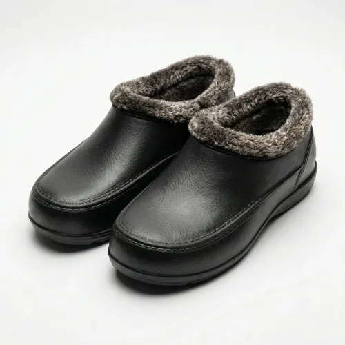 Чоловічі зимові низькі калоші ЕВА (капці) на хутрі чорні р. 40-45