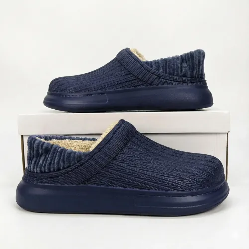 Калоші без задника сабо на хутрі жіночі Dago Style темно-сині