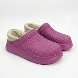 Жіночі калоші утеплені плетені малинові з кантом (р. 37-41)