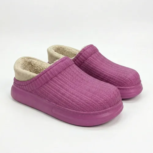 Жіночі калоші утеплені плетені малинові з кантом (р. 37-41)