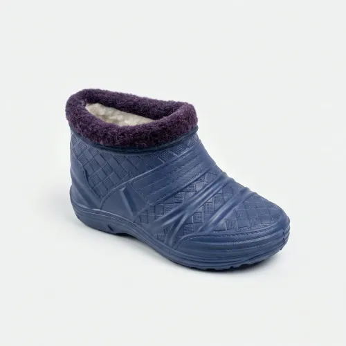 Жіночі калоші утеплені темно-сині з фіолетовим хутром (р. 37-41)