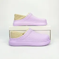 Галоші без задника сабо на хутрі жіночі Dago Style бузкові