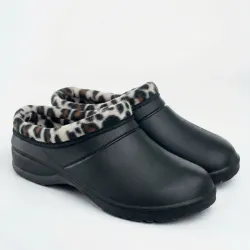 Жіночі калоші утеплені низькі чорні з принтом (р. 36-41)