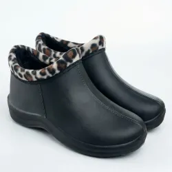Жіночі калоші (чобітки) утеплені чорні леопард (р. 37-41)