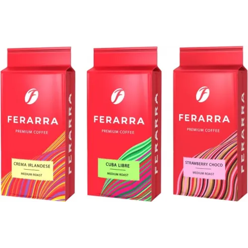 Набір кави Ferarra Crema Irlandese 250 г + Cuba Libre 250 г + Strawberry Choco 250 г (2000989193364)