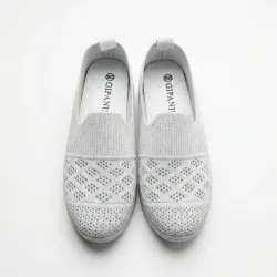 Жіночі сірі сліпони мокасини Gipanis текстильні літо