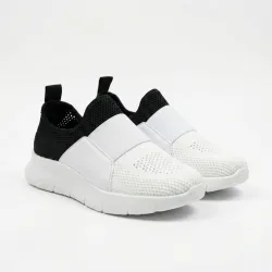 Жіночі кросівки мокасини Gipanis літні білі з чорним текстиль