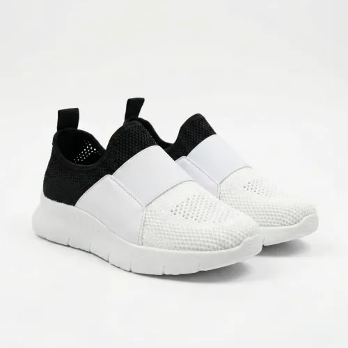 Жіночі кросівки мокасини Gipanis літні білі з чорним текстиль