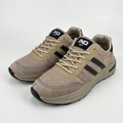 Кросівки чоловічі комбіновані M.D сітка/замша (бежево-коричневі), розміри 40-45