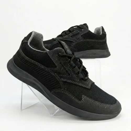 Чоловічі кросівки демісезонні Paolla чорні еко-нубук сітка