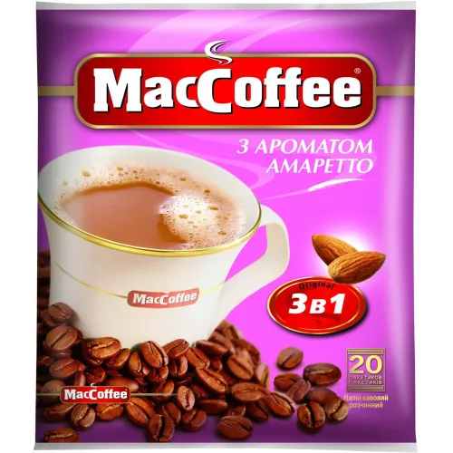 Кава розчинна Maccoffee зі смаком Амаретто 25 пакетів