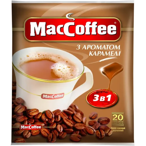 Кава розчинна Maccoffee зі смаком карамелі 25 пакетів