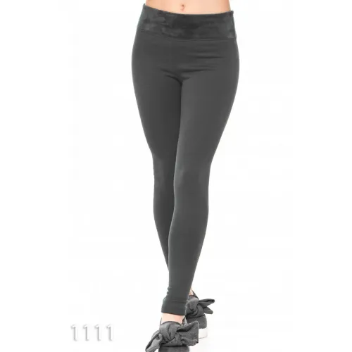 Теплі темно-сірі легінси з трикотажу на хутрі з широким поясом S/L