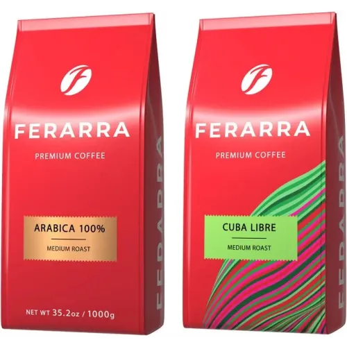 Набір кави в зернах Ferarra Arabica 100% 1 кг х Cuba Libre 1 кг (2000006782700)