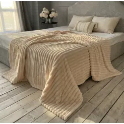 Плед Шарпей Королівська смужка двуспального розміру 180-200см. колір Молочний