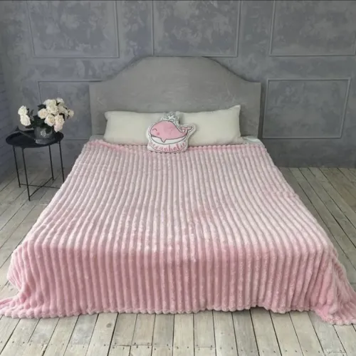 Плед Шарпей Королівська смужка двуспального розміру 180-200см. колір Рожевий