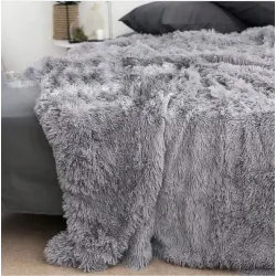 Меховой плед-покрывало «Травка» Евро 220×240 см (Серый)