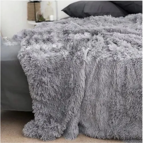 Меховой плед-покрывало «Травка» Евро 220×240 см (Серый)