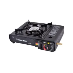 Портативна газова плита HAPPY HOME з подвійною дією і перехідником в корпусі (БДЗ-155-А)