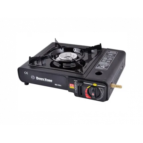 Портативна газова плита HAPPY HOME з подвійною дією і перехідником в корпусі (БДЗ-155-А)