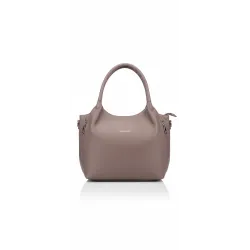 Жіноча сумка-мешок м'яка модна красива темна пудра екошкіра