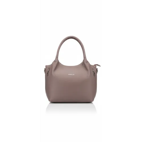 Жіноча сумка-мешок м'яка модна красива темна пудра екошкіра