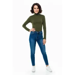 Сіро-зелений утеплений повсякденний трикотажний гольф на флісі