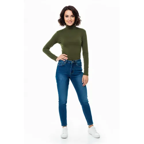 Сіро-зелений утеплений повсякденний трикотажний гольф на флісі