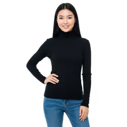 Чорний утеплений повсякденний трикотажний гольф на флісі