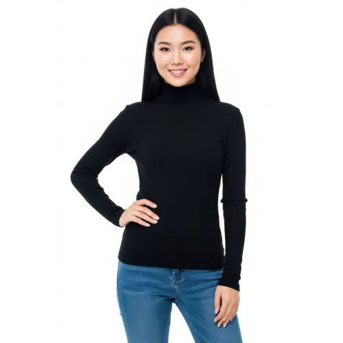 Чорний утеплений повсякденний трикотажний гольф на флісі