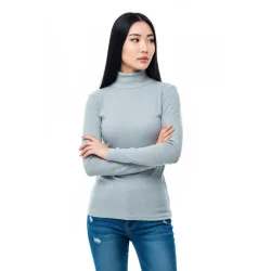 Темно-сірий утеплений повсякденний трикотажний гольф на флісі