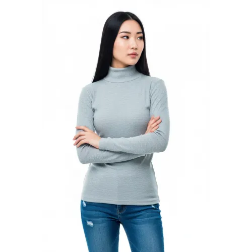 Темно-сірий утеплений повсякденний трикотажний гольф на флісі