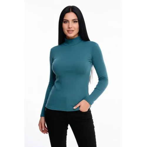 Зелений утеплений повсякденний трикотажний гольф на флісі